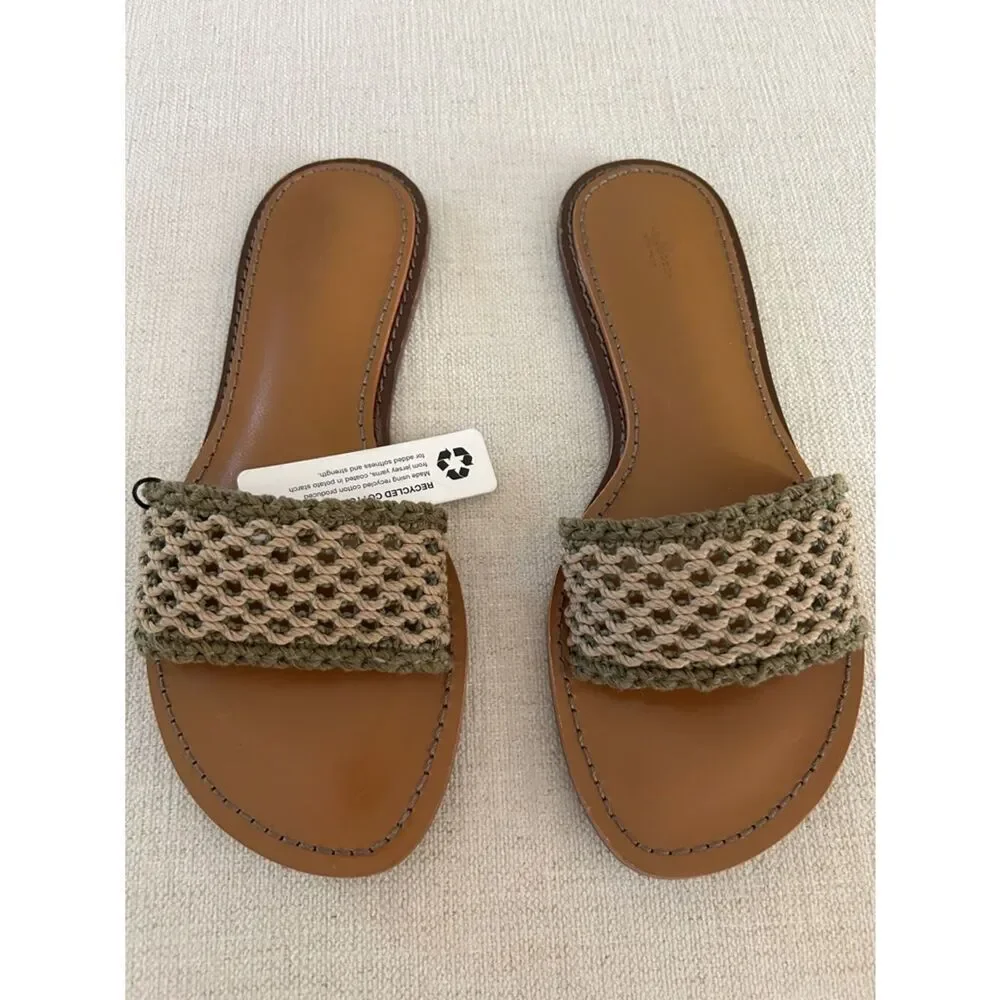 Rag & Bone Melrose slide flat sandals in Khaki green, Size EU38.5/US8.5, NWY